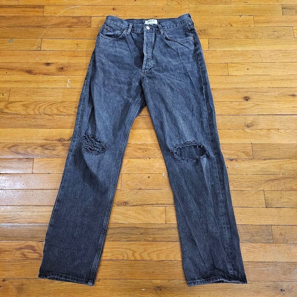 Agolde Womens Jeans Black Size 28 90s Pinch Waist High Rise Distressed
